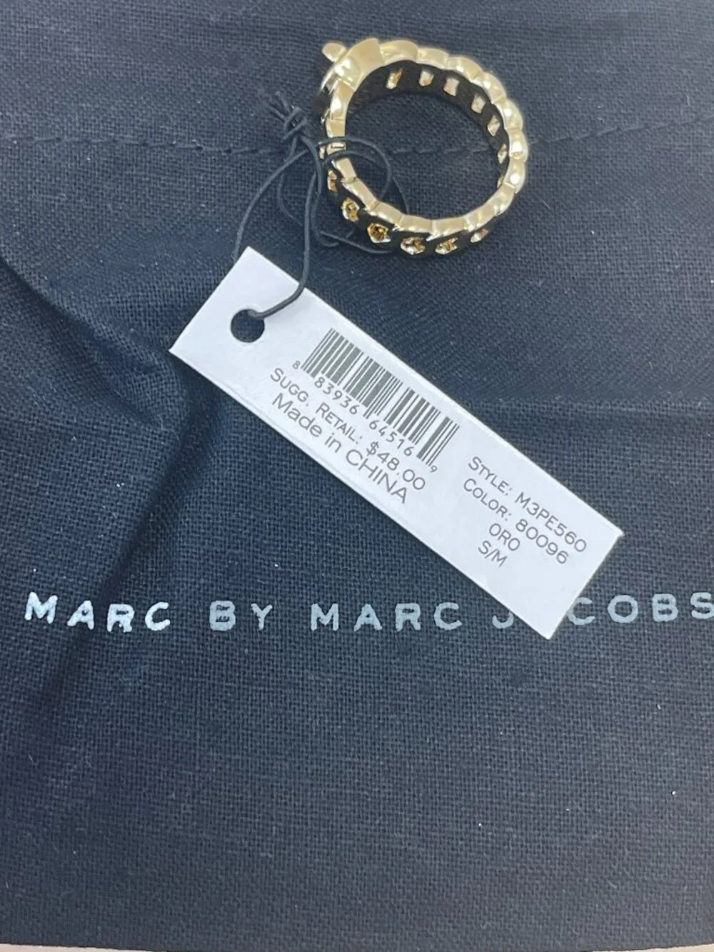 MARC BY MARC JACOBS Goldplated Turnlock Katie Ring - S/M - NWT